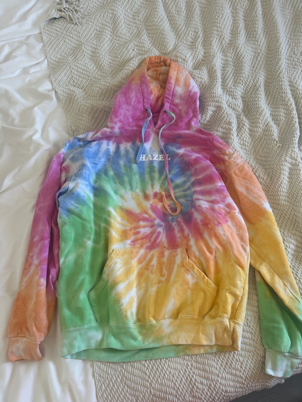 Hazel Rainbow Tie-Dye Pullover Hoodie - Multicolor